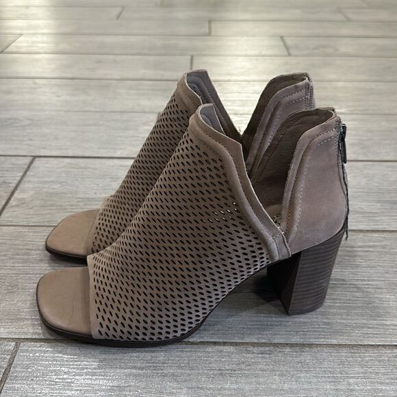 Vince Camuto Katnina Perforated Nubuck Open Toe Booties - Picture 7 of 10